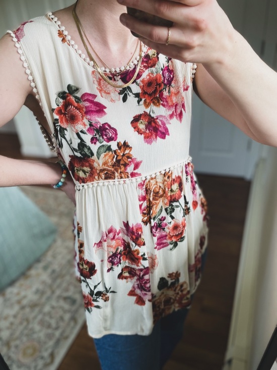 Vanilla Bay Tops - Floral Sleeveless Peplum Top